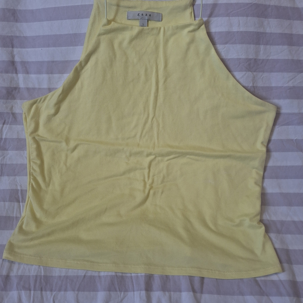 gaze Pale Yellow Halter Neck Tank Top
